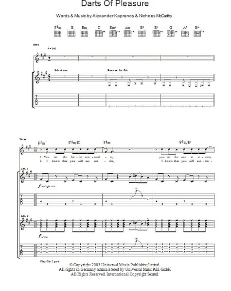 open zoom image for Darts Of Pleasure - Guitar TAB, New, Main