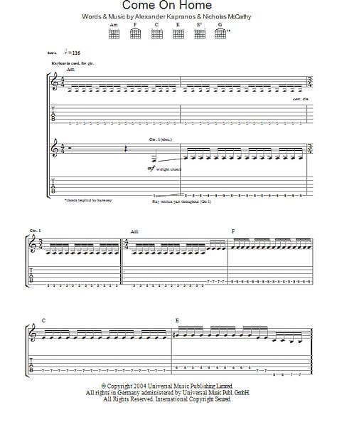 open zoom image for Come On Home - Guitar TAB, New, Main