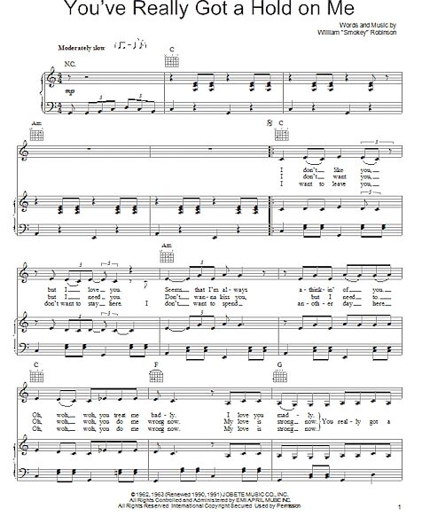 open zoom image for You've Really Got A Hold On Me - Piano/Vocal/Guitar, New, Main