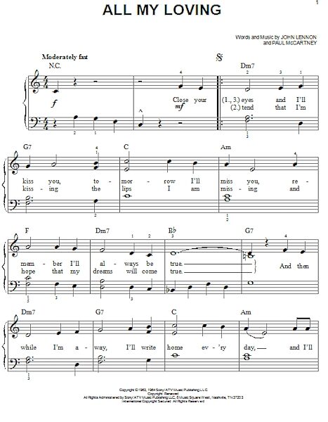 open zoom image for All My Loving - Easy Piano, New, Main