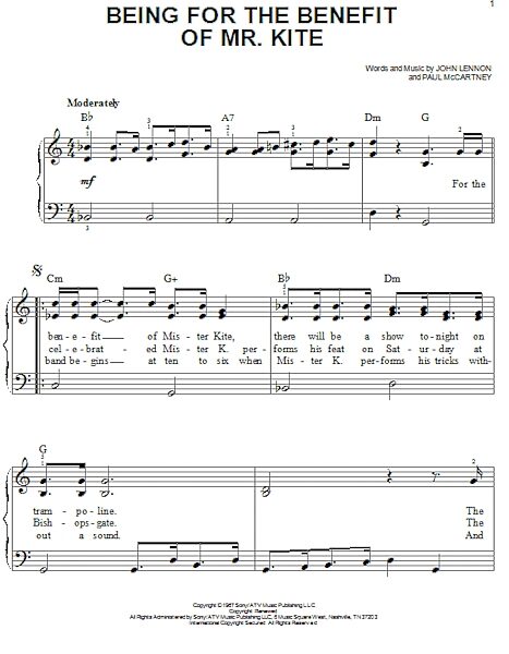 open zoom image for Being For The Benefit Of Mr. Kite - Easy Piano, New, Main
