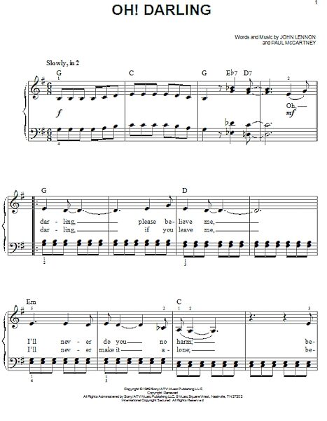 open zoom image for Oh! Darling - Easy Piano, New, Main