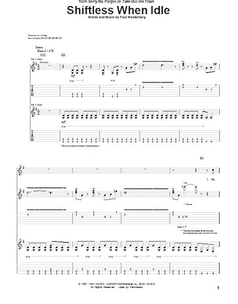 open zoom image for Shiftless When Idle - Guitar TAB, New, Main