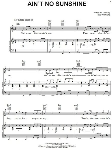 open zoom image for Ain't No Sunshine - Piano/Vocal/Guitar, New, Main