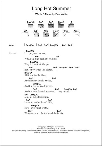 open zoom image for Long Hot Summer - Guitar Chords/Lyrics, New, Main