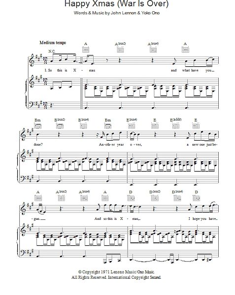 open zoom image for Happy Xmas (War Is Over) - Piano/Vocal/Guitar, New, Main
