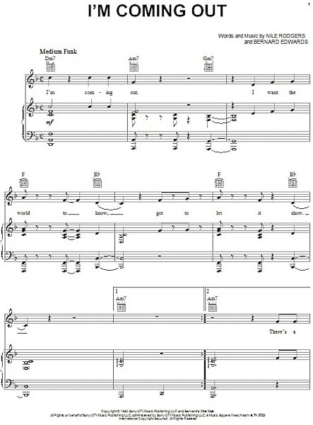 open zoom image for I'm Coming Out - Piano/Vocal/Guitar, New, Main