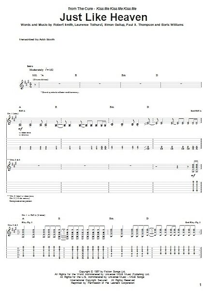 open zoom image for Just Like Heaven - Guitar TAB, New, Main