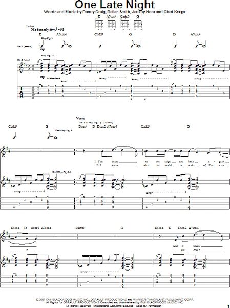 open zoom image for One Late Night - Guitar TAB, New, Main