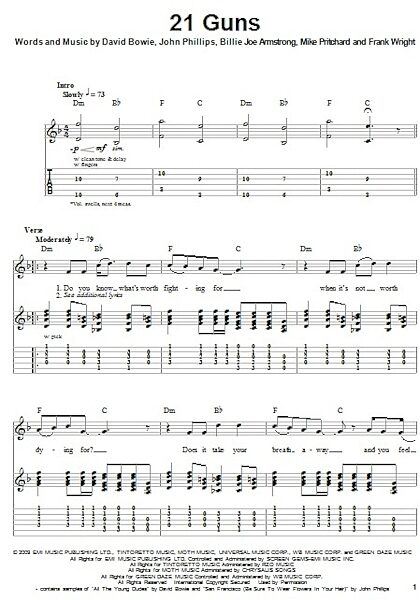 open zoom image for 21 Guns - Guitar Tab Play-Along, New, Main