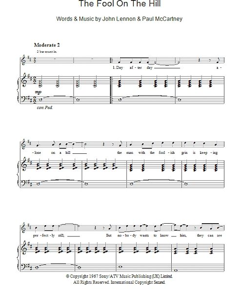 open zoom image for The Fool On The Hill - Piano/Vocal/Guitar, New, Main