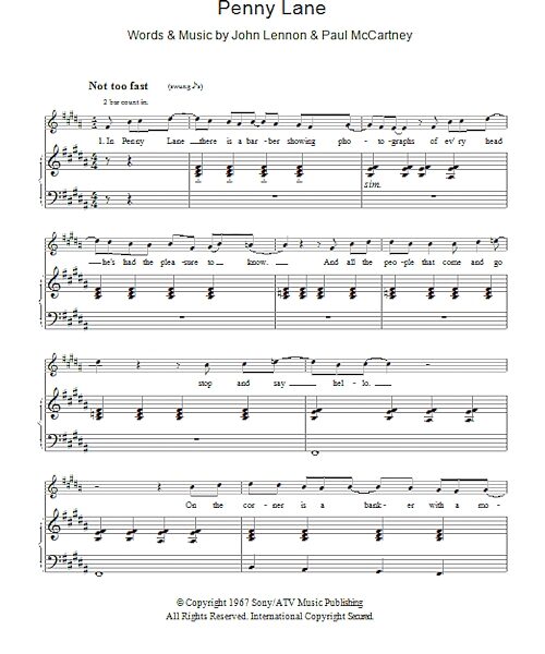 open zoom image for Penny Lane - Piano/Vocal/Guitar, New, Main