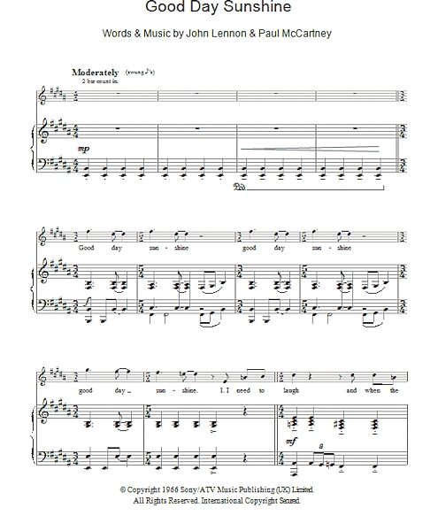 open zoom image for Good Day Sunshine - Piano/Vocal/Guitar, New, Main