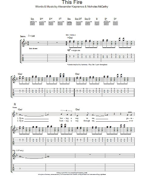 open zoom image for This Fire - Guitar TAB, New, Main
