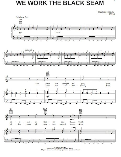 open zoom image for We Work The Black Seam - Piano/Vocal/Guitar, New, Main