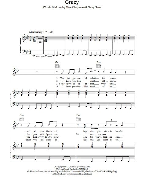 open zoom image for Crazy - Piano/Vocal/Guitar, New, Main