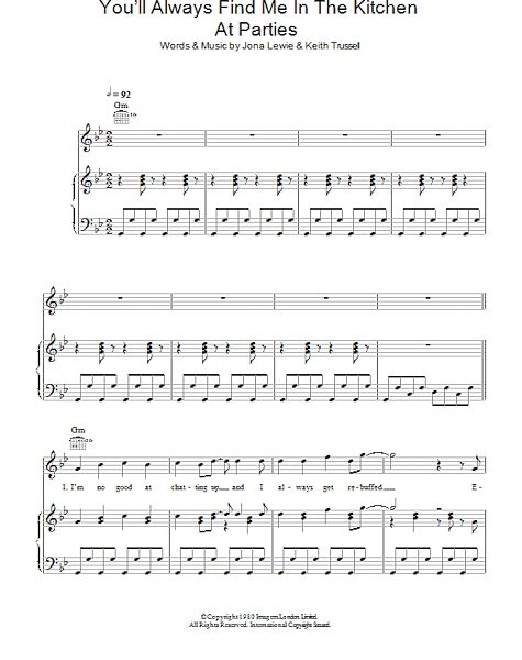 open zoom image for You'll Always Find Me In The Kitchen At Parties - Piano/Vocal/Guitar, New, Main