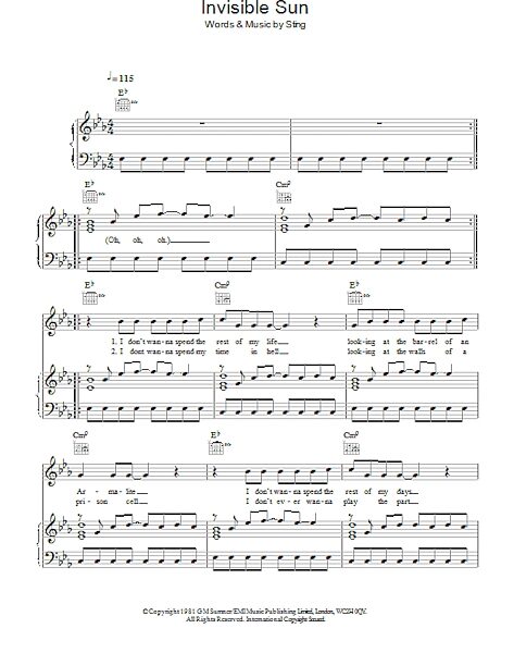 open zoom image for Invisible Sun - Piano/Vocal/Guitar, New, Main