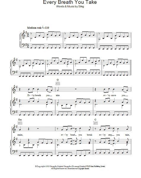 open zoom image for Every Breath You Take - Piano/Vocal/Guitar, New, Main