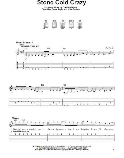 open zoom image for Stone Cold Crazy - Easy Guitar with TAB, New, Main