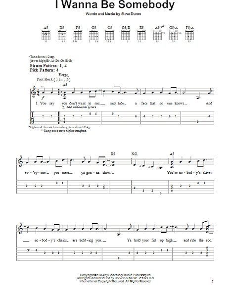 open zoom image for I Wanna Be Somebody - Easy Guitar with TAB, New, Main