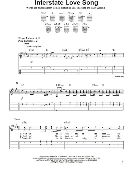 open zoom image for Interstate Love Song - Easy Guitar with TAB, New, Main