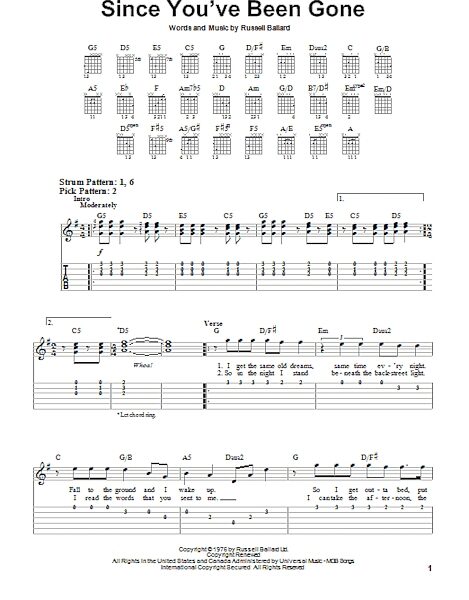 open zoom image for Since You've Been Gone - Easy Guitar with TAB, New, Main