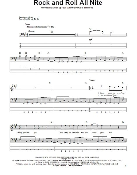 open zoom image for Rock And Roll All Nite - Bass Tab, New, Main