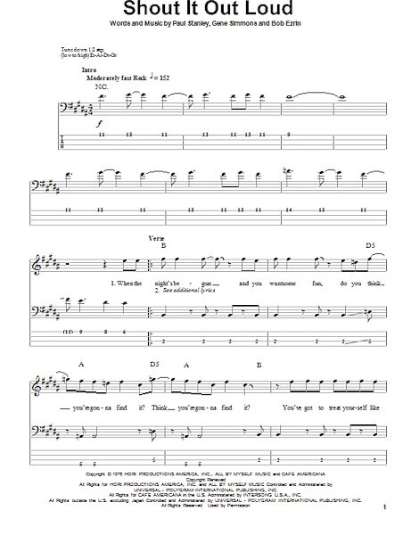 open zoom image for Shout It Out Loud - Bass Tab, New, Main