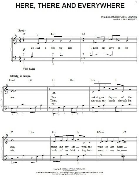 open zoom image for Here, There And Everywhere - Easy Piano, New, Main
