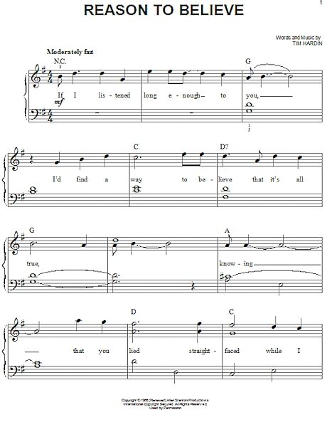 open zoom image for Reason To Believe - Easy Piano, New, Main