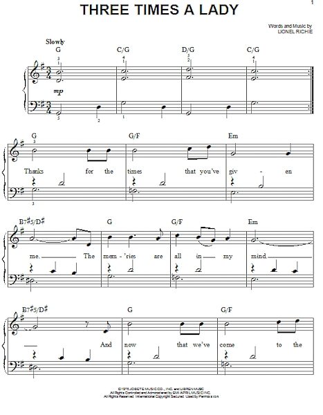 open zoom image for Three Times A Lady - Easy Piano, New, Main