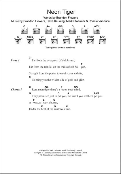open zoom image for Neon Tiger - Guitar Chords/Lyrics, New, Main