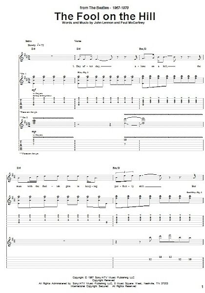 open zoom image for The Fool On The Hill - Guitar TAB, New, Main