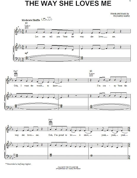 open zoom image for The Way She Loves Me - Piano/Vocal/Guitar, New, Main
