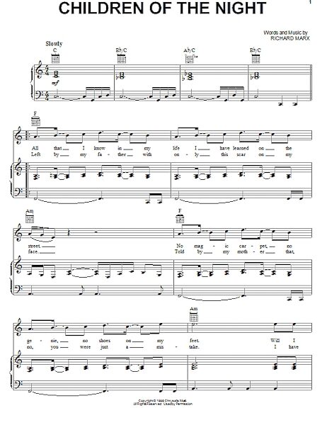 open zoom image for Children Of The Night - Piano/Vocal/Guitar, New, Main