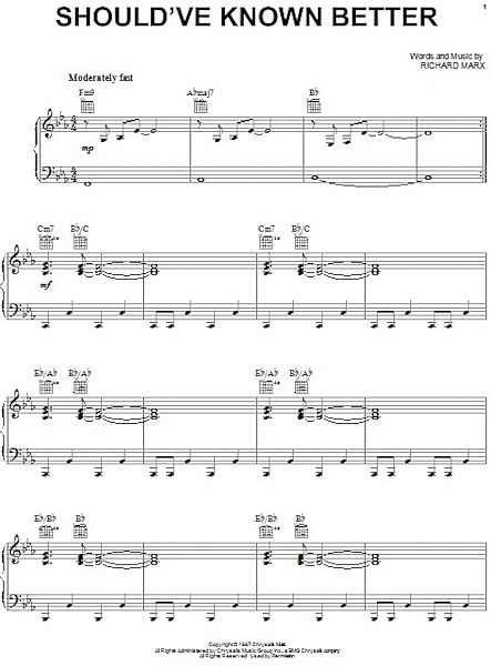 open zoom image for Should've Known Better - Piano/Vocal/Guitar, New, Main