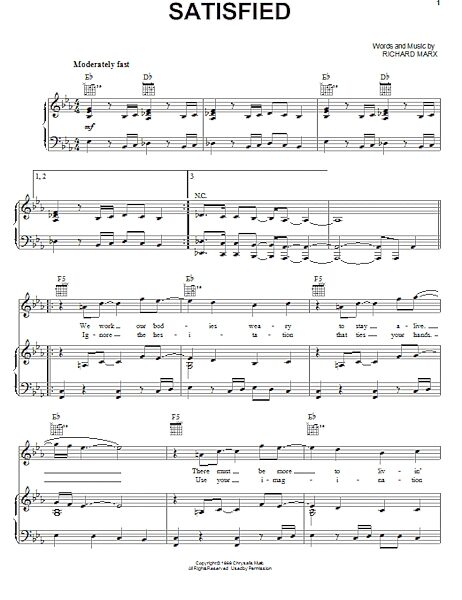 open zoom image for Satisfied - Piano/Vocal/Guitar, New, Main