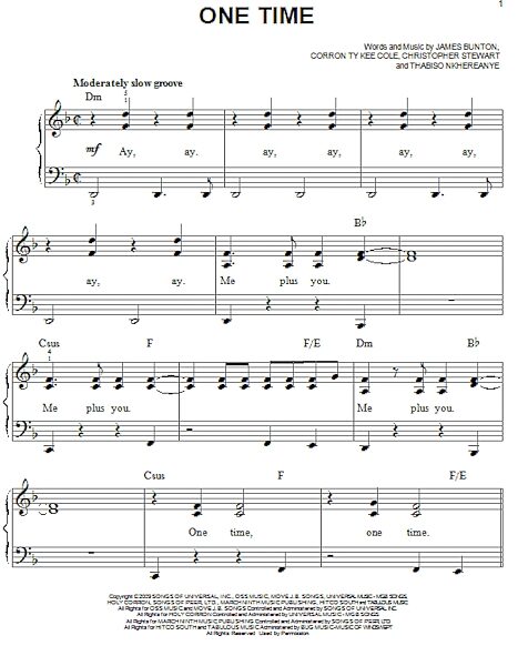 open zoom image for One Time - Easy Piano, New, Main