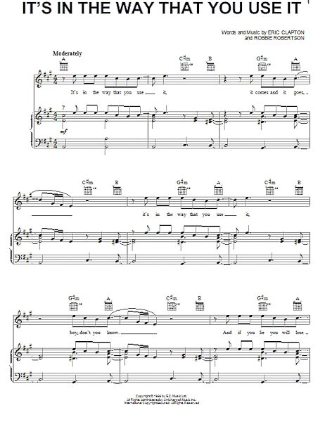 open zoom image for It's In The Way That You Use It - Piano/Vocal/Guitar, New, Main