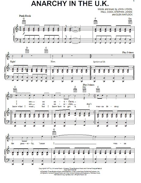 open zoom image for Anarchy In The U.K. - Piano/Vocal/Guitar, New, Main