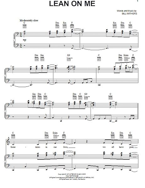 open zoom image for Lean On Me - Piano/Vocal/Guitar, New, Main