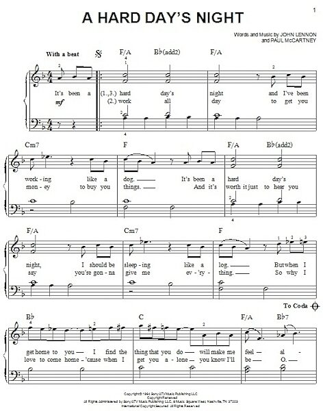 open zoom image for A Hard Day's Night - Easy Piano, New, Main