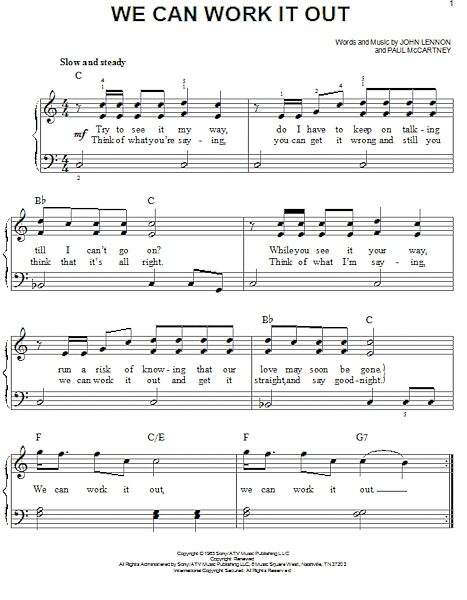 open zoom image for We Can Work It Out - Easy Piano, New, Main