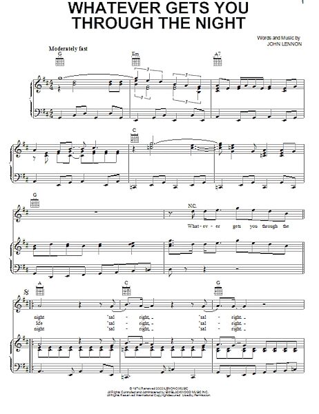 open zoom image for Whatever Gets You Through The Night - Piano/Vocal/Guitar, New, Main