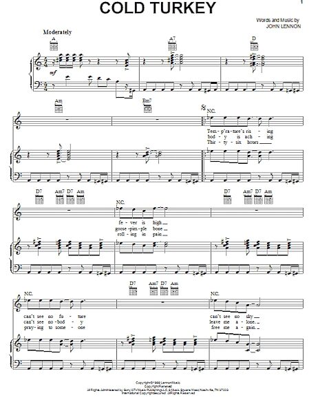 open zoom image for Cold Turkey - Piano/Vocal/Guitar, New, Main