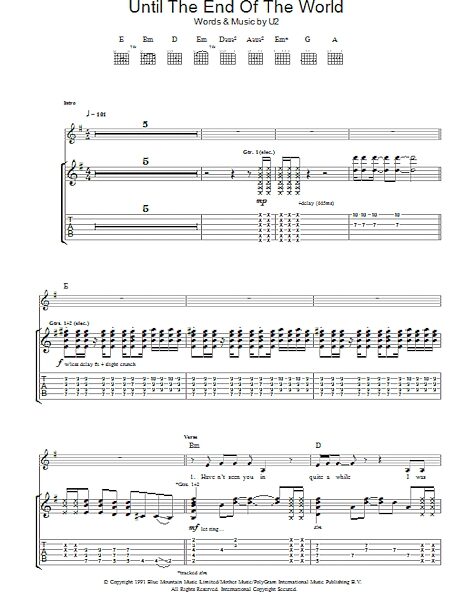 open zoom image for Until The End Of The World - Guitar TAB, New, Main
