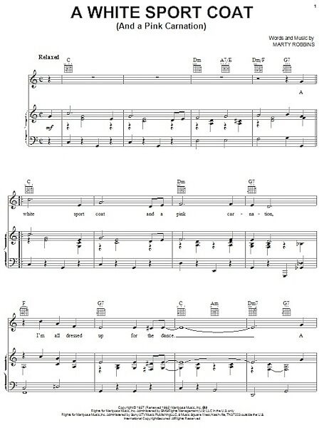 open zoom image for A White Sport Coat (And A Pink Carnation) - Piano/Vocal/Guitar, New, Main