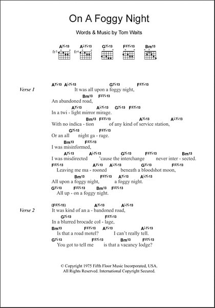 open zoom image for On A Foggy Night - Guitar Chords/Lyrics, New, Main