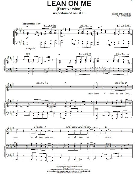 open zoom image for Lean On Me (Vocal Duet) - Piano Vocal, New, Main